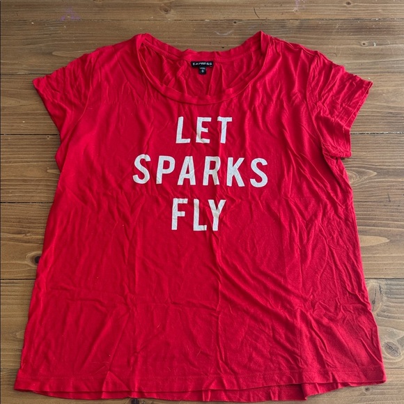 Express women’s red let sparks fly tshirt - Picture 1 of 10